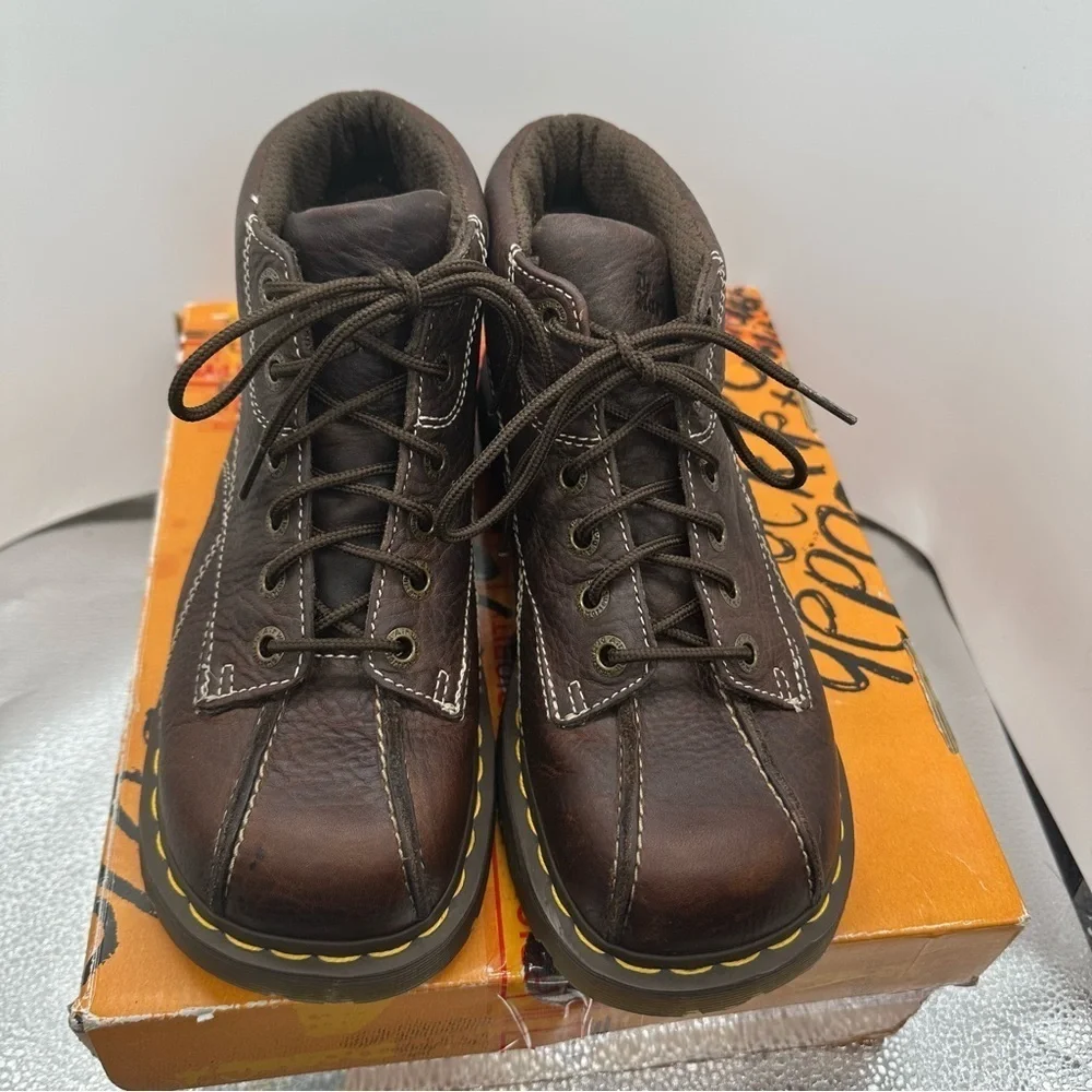 Dr. Martens Flower Vintage Platform Brown Boots W10 - Picture 3 of 8